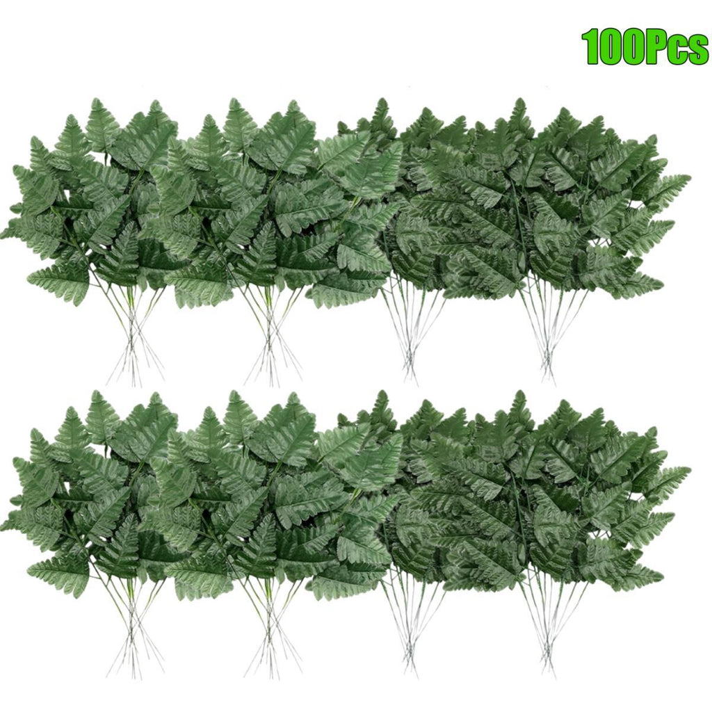 Artificial Fern Leaves Stem Green Cemetery Leaf Picks Wedding Flower Arrangements