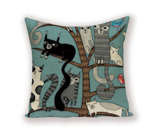 Cushion Cover Colorful Animal Decorative Cat Outdoor Linen Home Sofa Pillows Covers