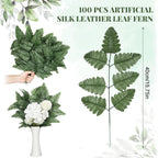 Artificial Fern Leaves Stem Green Cemetery Leaf Picks Wedding Flower Arrangements