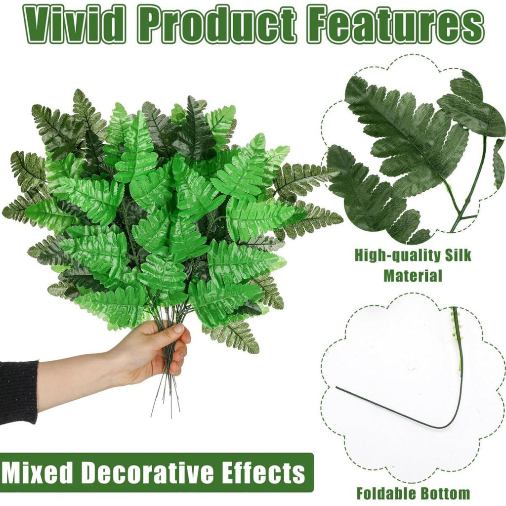 Artificial Fern Leaves Stem Green Cemetery Leaf Picks Wedding Flower Arrangements